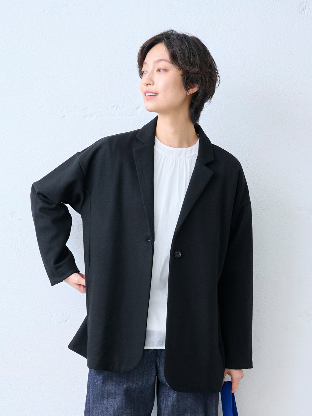 圧縮ウール100% ロング丈 ゆったりジャケット