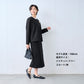 圧縮ウール100%裏地付きノーカラージャケット＋ロングスカート　ブラック
