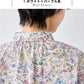 リバティプリント ギャザー使いシャツ ホワイト×パープル系(WildFlowers)
