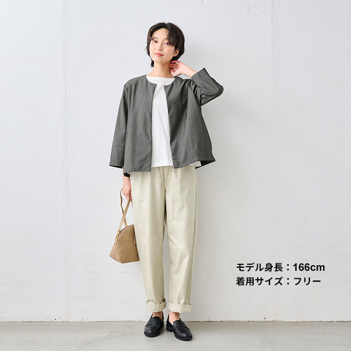 シルキーモックロディ― こなれジャケット 杢チャコールグレー