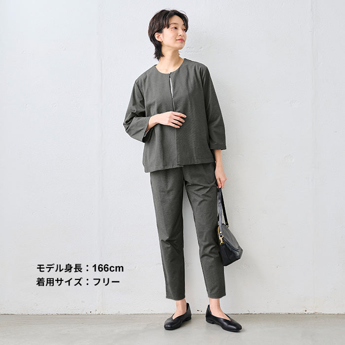 シルキーモックロディ― こなれジャケット 杢チャコールグレー