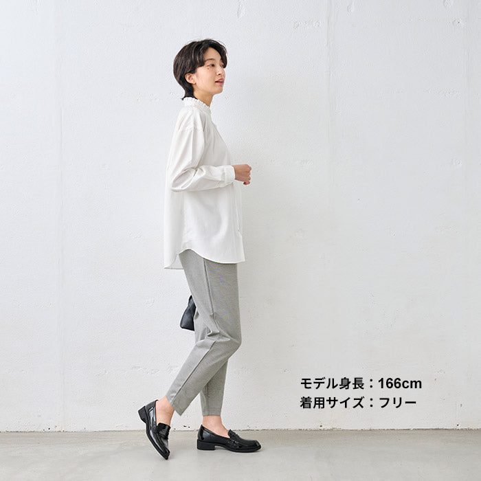 シルキーモックロディ―アンクルパンツ ライト杢グレー