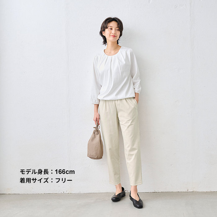 シルキーモックロディ―アンクルパンツ ライトベージュ