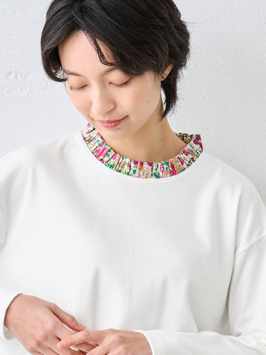 リバティ使い フリル襟 カットソー プルオーバー 