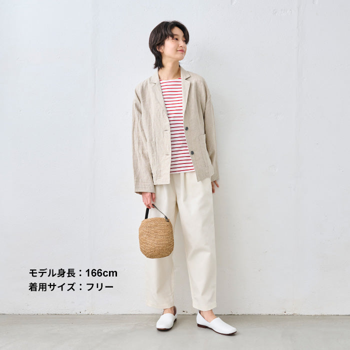 やわらかコットン100% ボーダーTシャツ　ホワイト×レッド