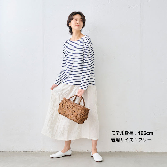 やわらかコットン100% ボーダーTシャツ　ホワイト×ネイビー