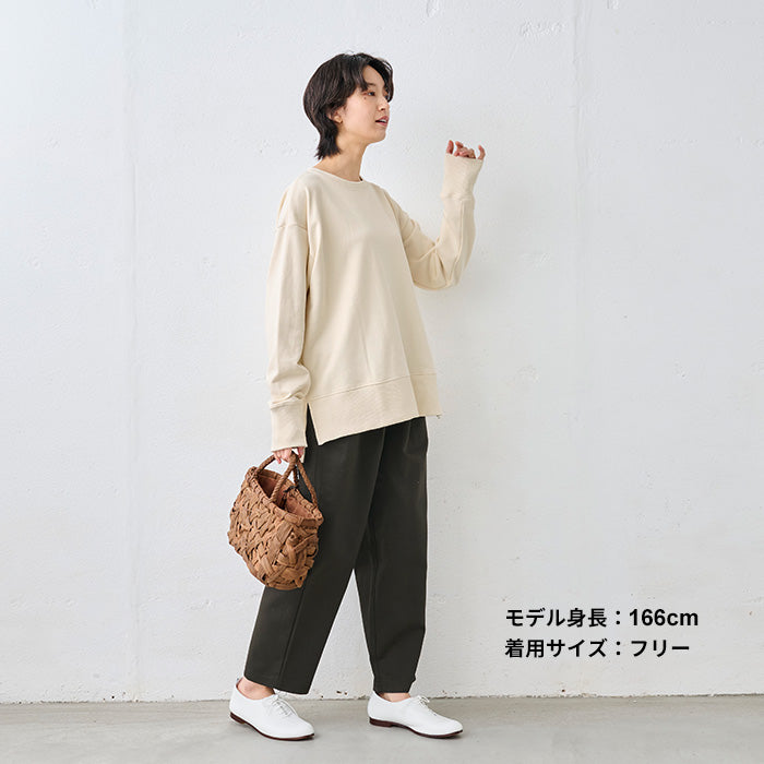 コットン100% しっかり裏毛のスリットスウェット エクリュ