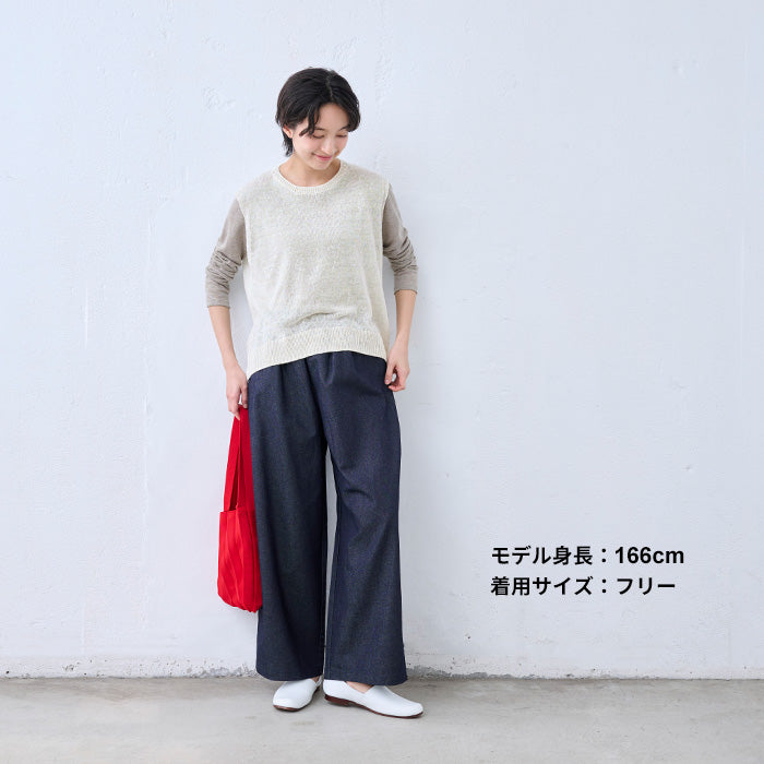 リネン100％ニット ベスト　オフホワイト