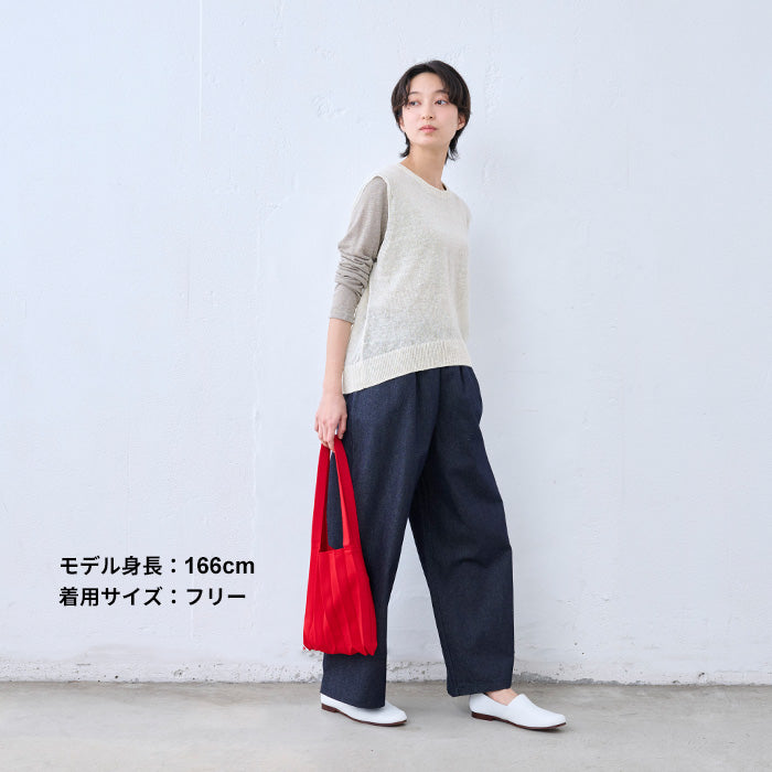 リネン100％ニット ベスト　オフホワイト