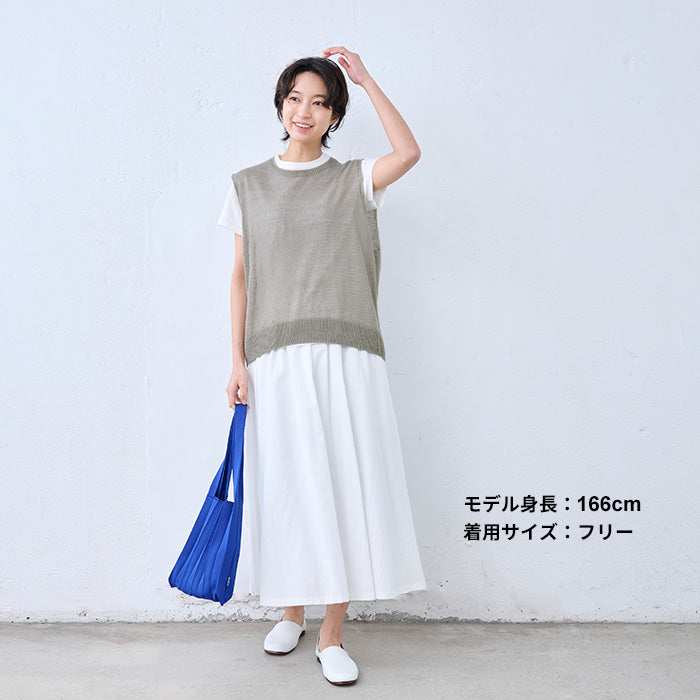 リネン100％ニット ベスト　グレージュ