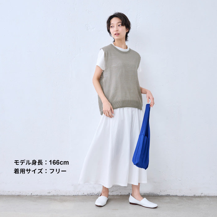 リネン100％ニット ベスト　グレージュ