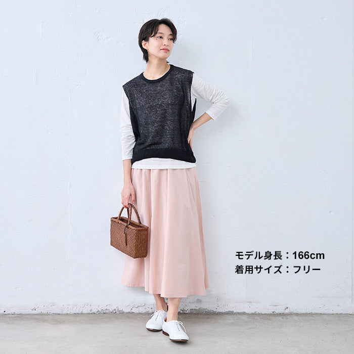 リネン100％ニット ベスト　ブラックネイビー