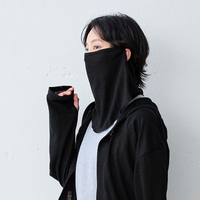 プレミアムリネン100% フェイスカバー　ブラック