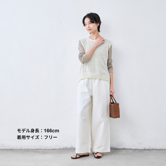 コットンリネンデニムワイドパンツ オフホワイト