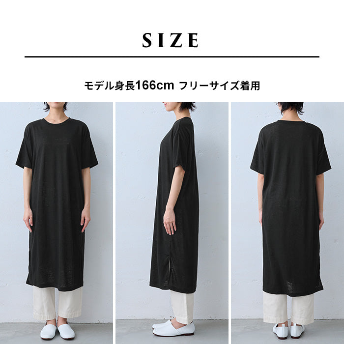 プレミアムリネン100% 半袖ワンピース サイズ