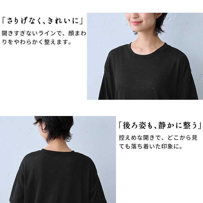 プレミアムリネン100% 半袖ワンピース ポイント
