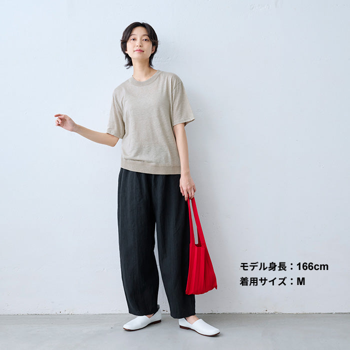 プレミアムリネン100% 編立リブ使い プルオーバー 生成