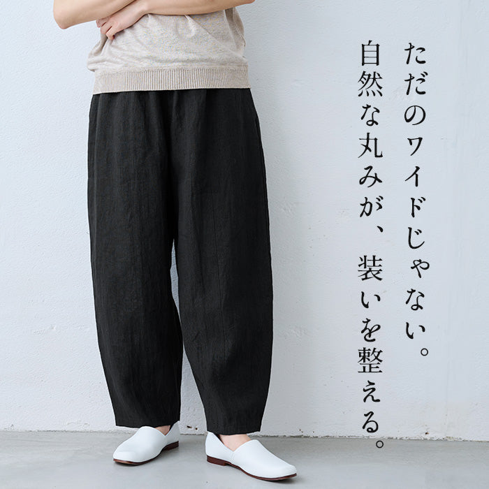 40番手フレンチリネン100%切り替えカーブパンツ 商品説明