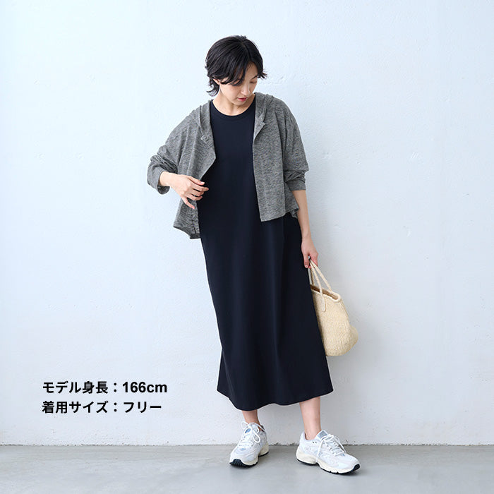 強撚コットン100% 半袖ワンピース ネイビー