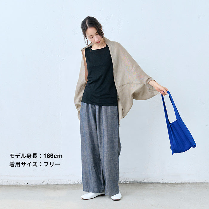 60番手フレンチリネン100% ダンガリー ワイドパンツ　インディゴネイビー