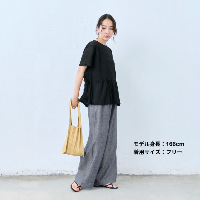 60番手フレンチリネン100%ダンガリーワイドパンツ インディゴダークネイビー