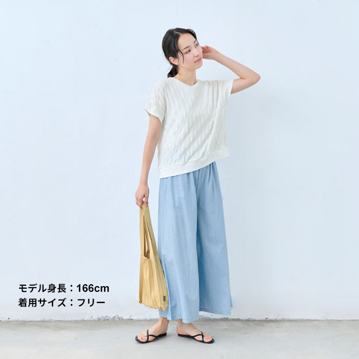 コットン100%強撚 ぽこぽこジャガードTシャツ ホワイト