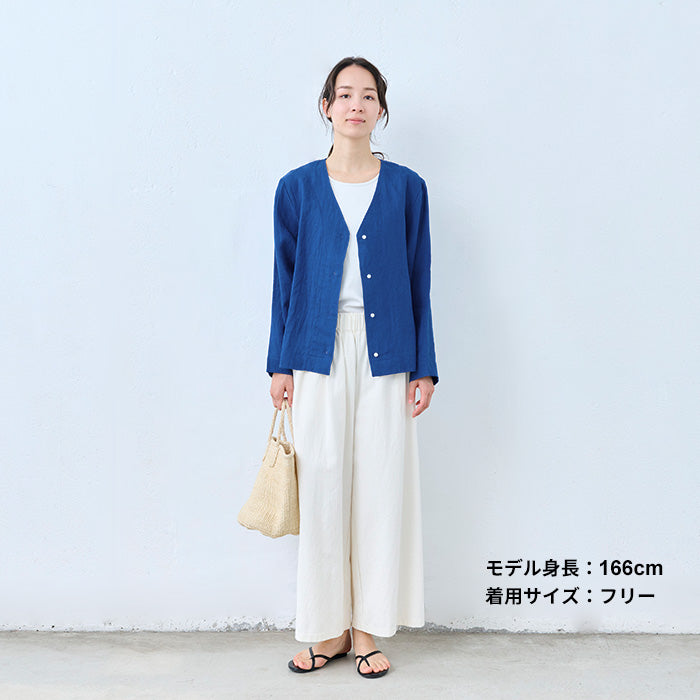 60番手フレンチリネン100％ジャーディガン ブルー