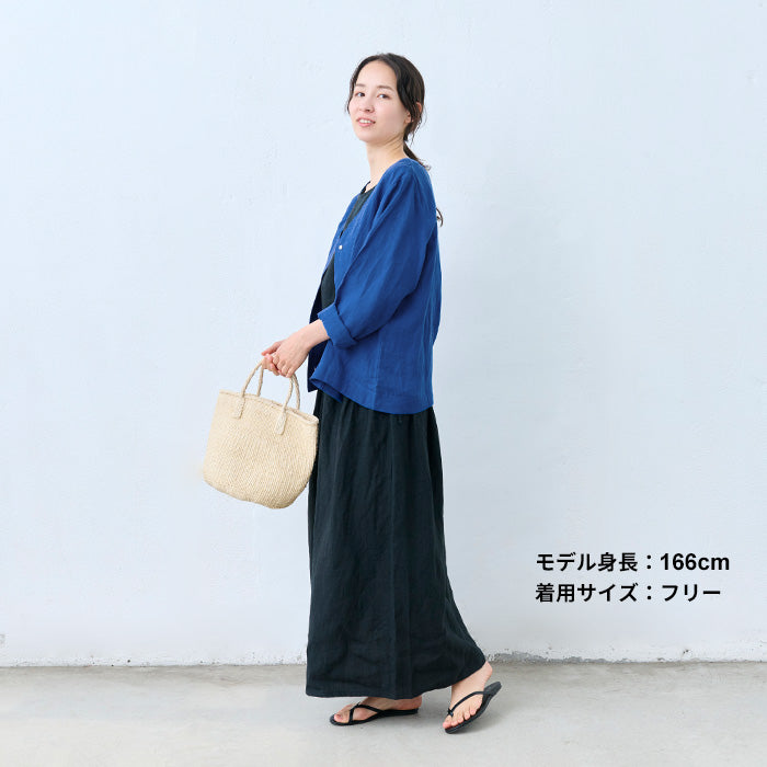 60番手フレンチリネン100％ジャーディガン ブルー