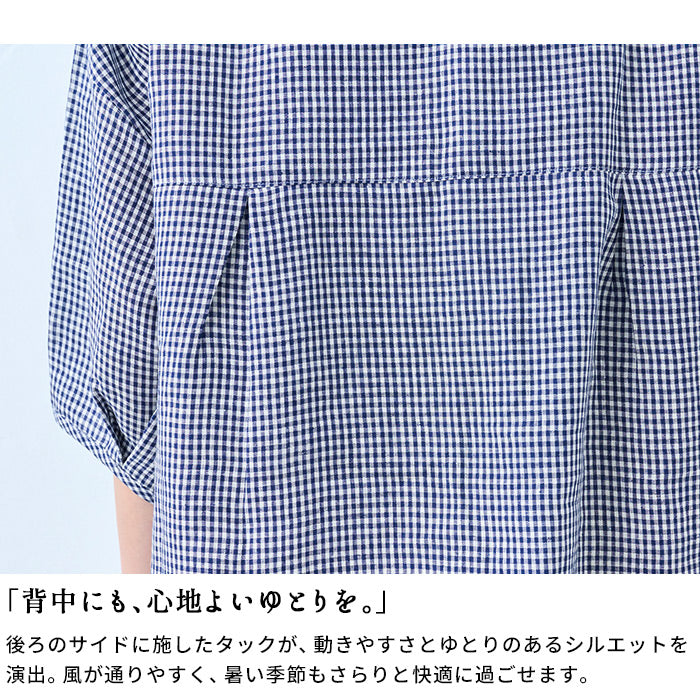 60番手フレンチリネン100% 袖タックブラウス 商品説明