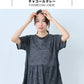 リネン100% ギャザー切り替えTシャツ チャコールグレー