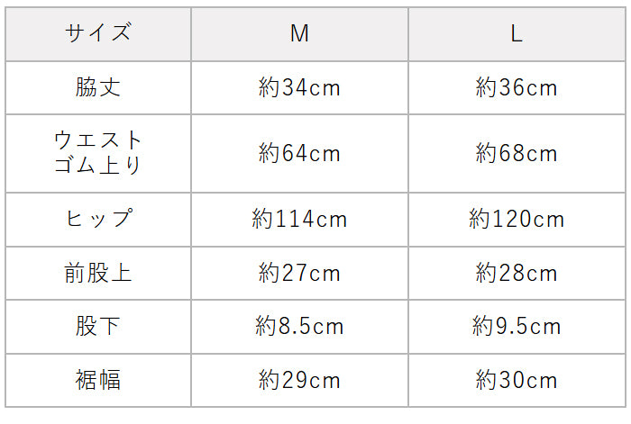 プレミアムリネン100% メンズトランクス　サイズ表