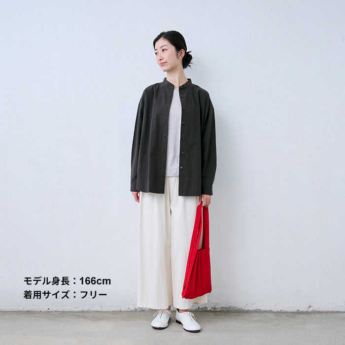 近江晒コットン100%バンドカラーシャツ スミクロ