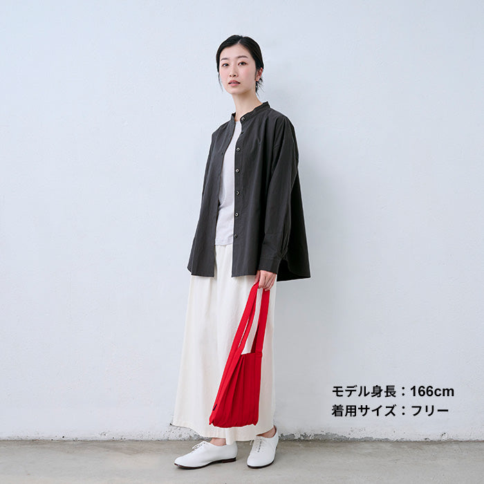 近江晒コットン100%バンドカラーシャツ スミクロ