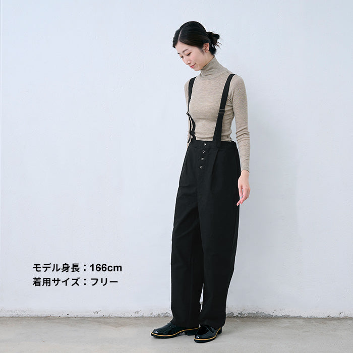 サスペンダー風コットンサロペットパンツ ブラック