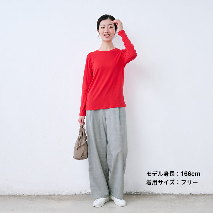 ウォッシャブルウール100% タックワイドパンツ ライト杢グレー