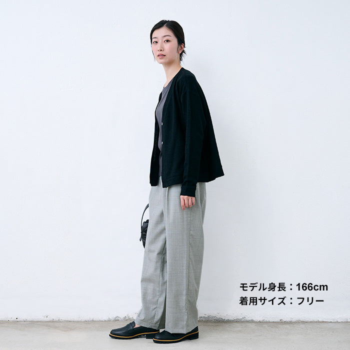 ウォッシャブルウール100% タックワイドパンツ ライト杢グレー