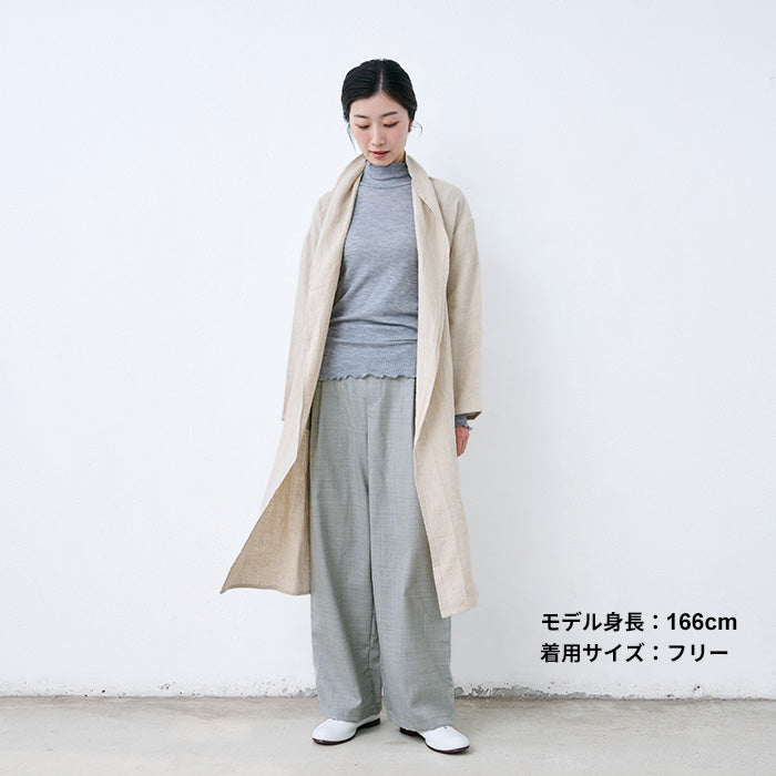ウォッシャブルウール100% タックワイドパンツ ライト杢グレー