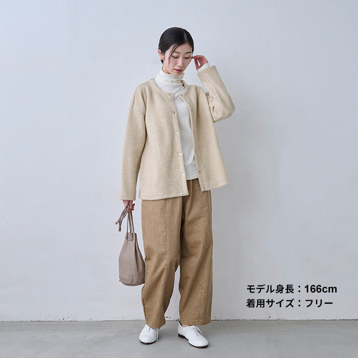 ウールアンゴラ ダブルフェイス カーディガン　ミルクティー