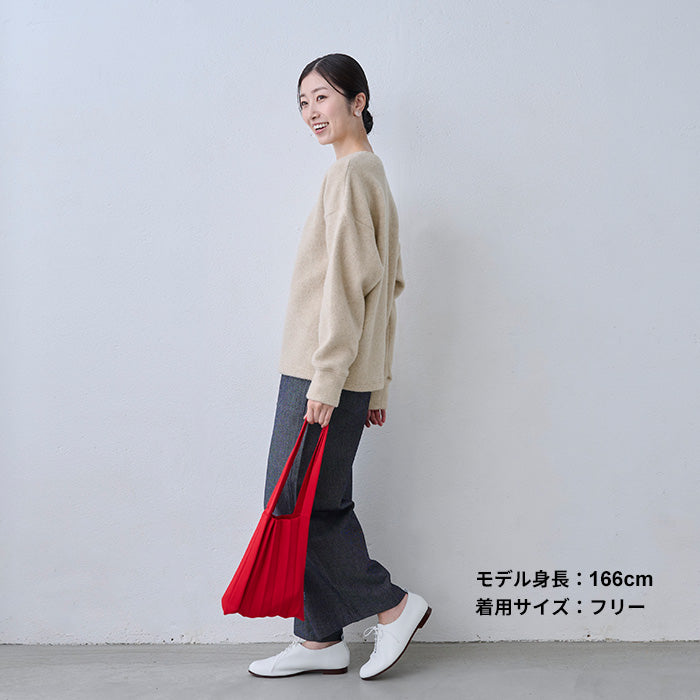 ウールアンゴラ ダブルフェイス Vネック プルオーバー　ミルクティー