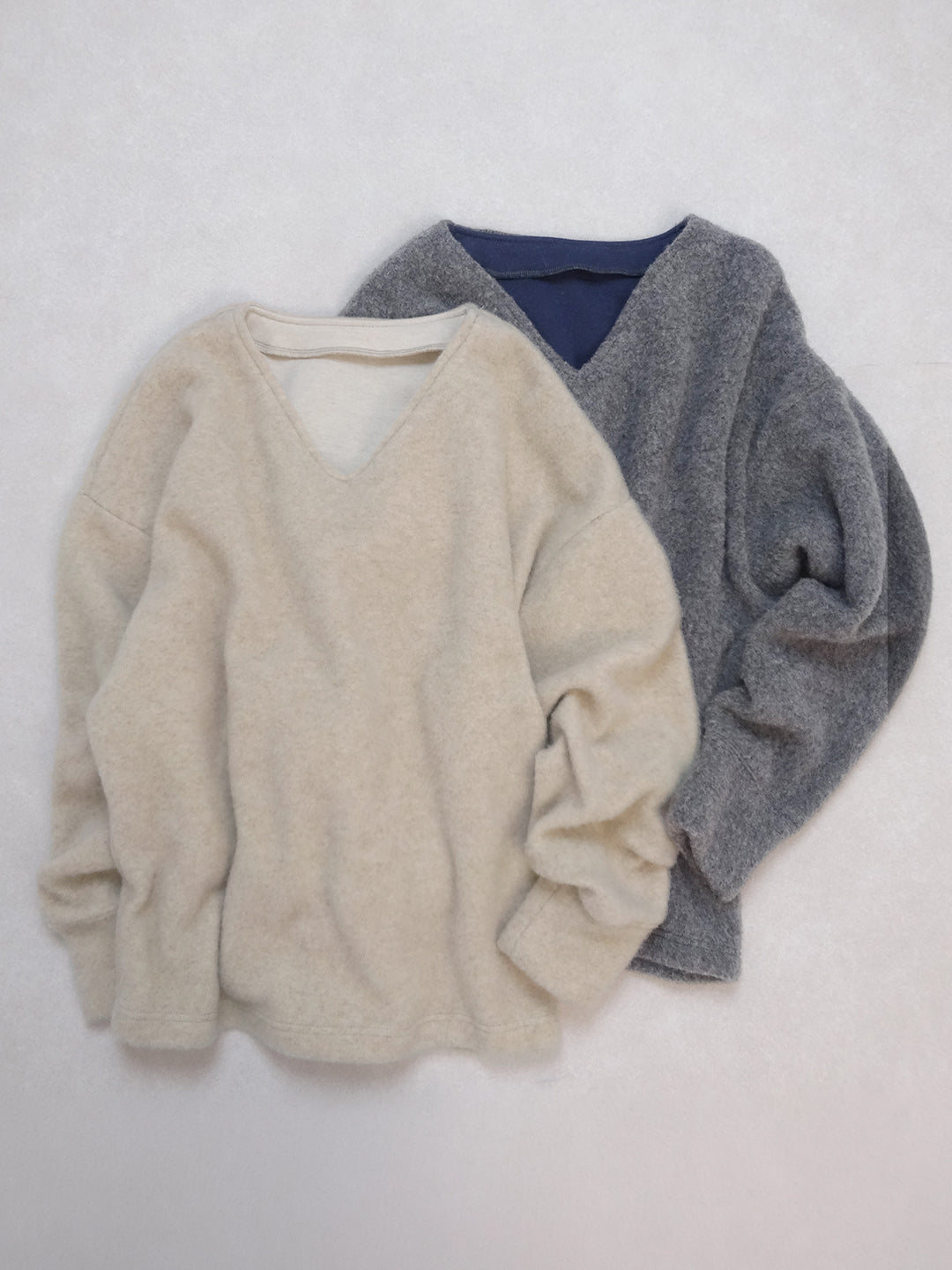 ウールアンゴラ ダブルフェイス Vネック プルオーバー
