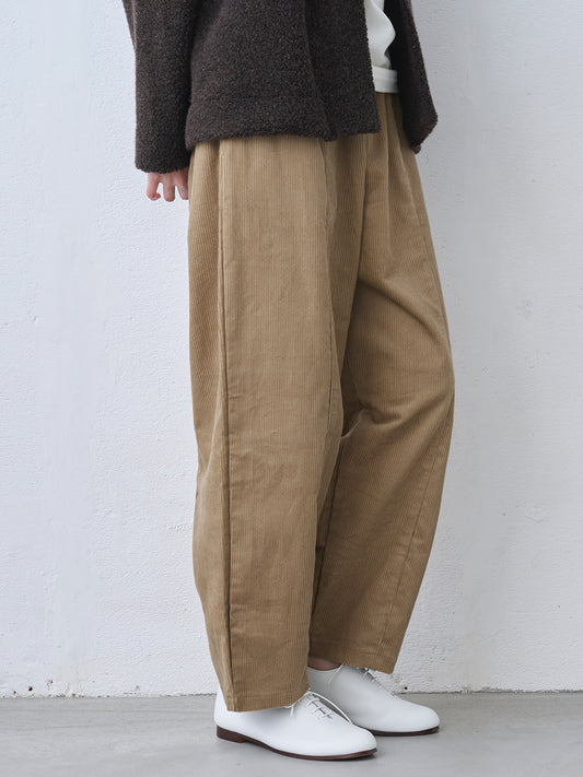コットン100%コーデュロイ 切り替えカーブパンツ
